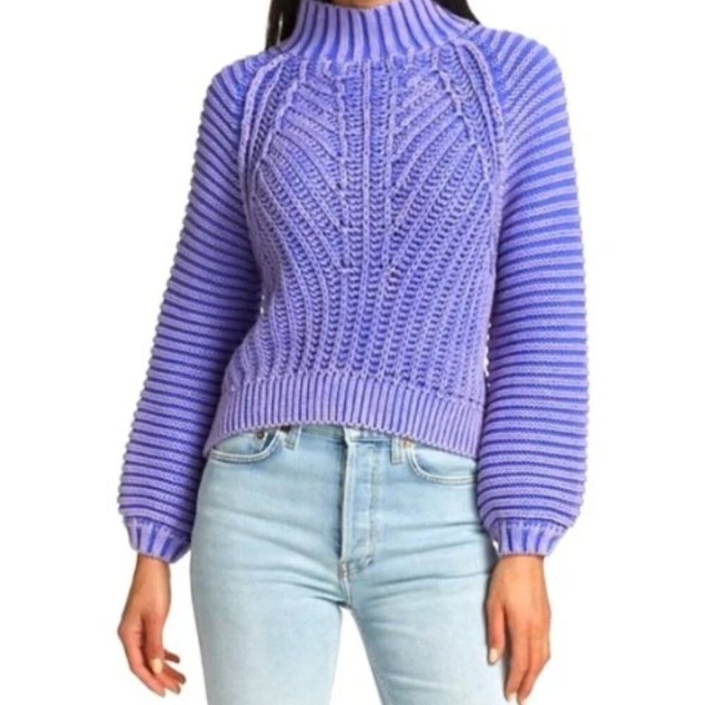 SOLD - Free people sweat heart sweater in blue egret